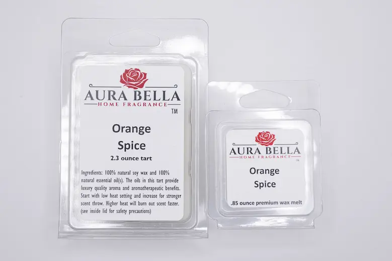 Hand crafted soy wax melts made with Orange and clove essential oils
